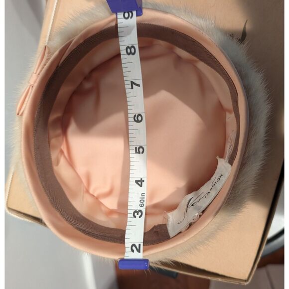 1965 Noreen Pillbox Hat w/ Veil • Satin & Fur‑Like Trim • Box + Receipt main image 13